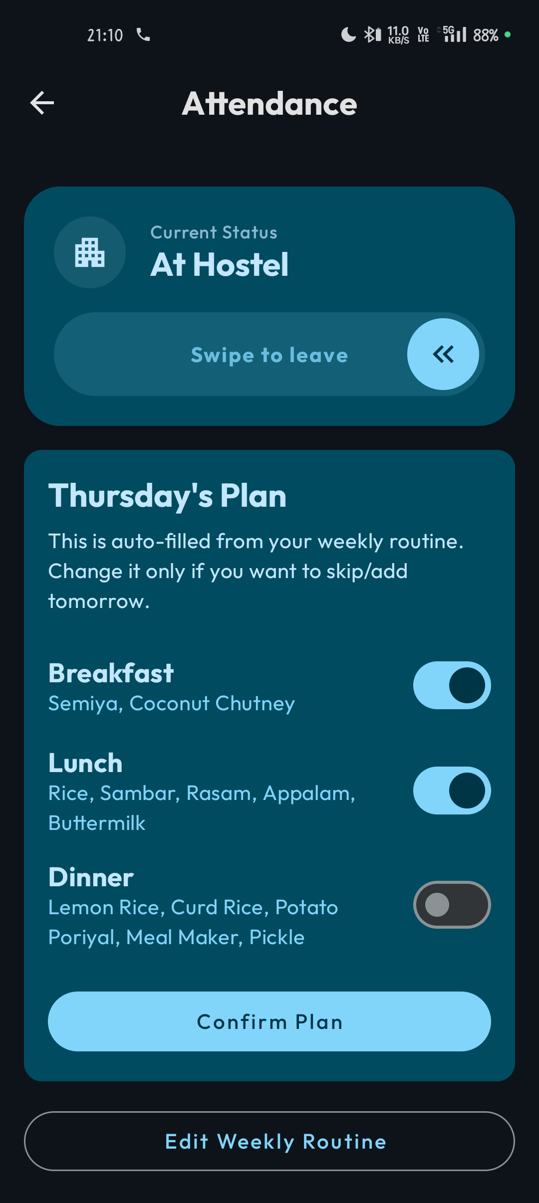 Attendance & Meal Planner