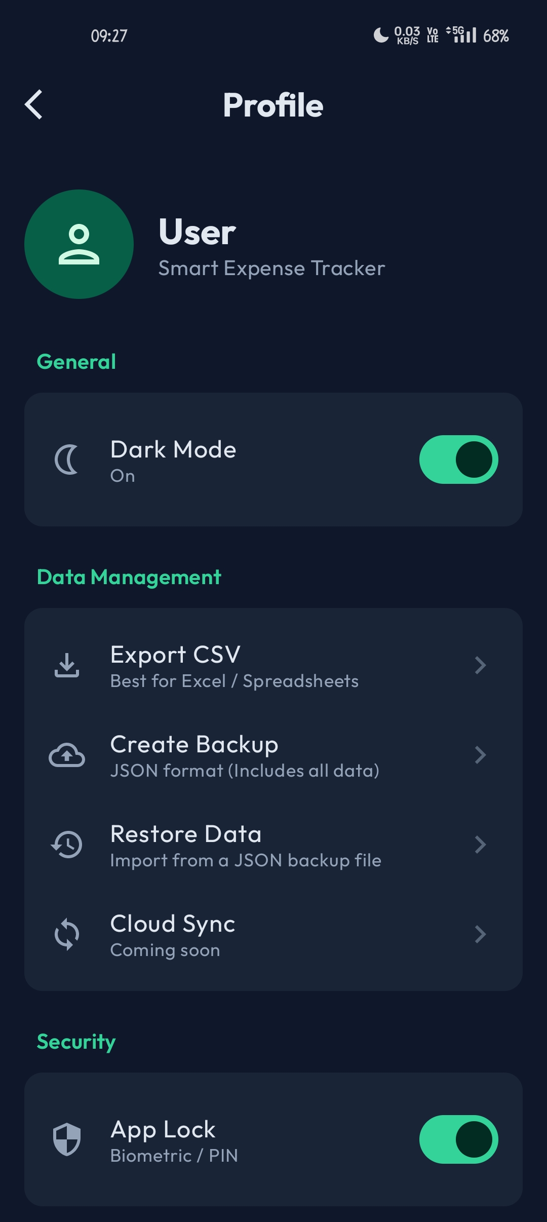 Profile Settings Screen